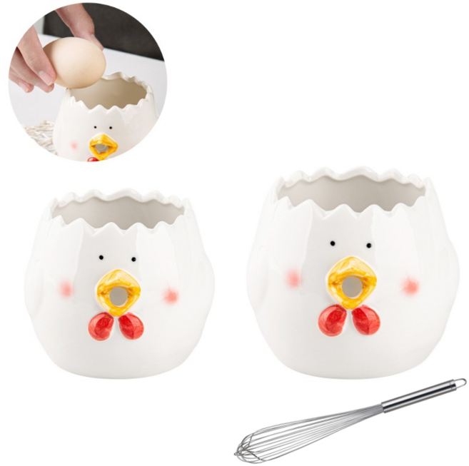 AOHAO 계란 분리기+거품기 세트 200/300 ml 주방 노른자 흰자 달걀분리 베이킹, 200ml, 1개