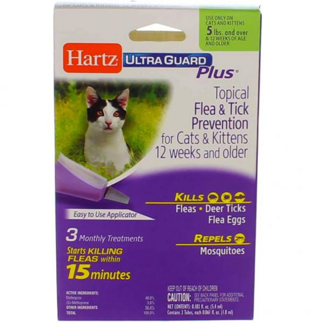 Hartz Ultra Guard Plus Flea and Tick Drops for Cats 5 Lbs. Over, 1개