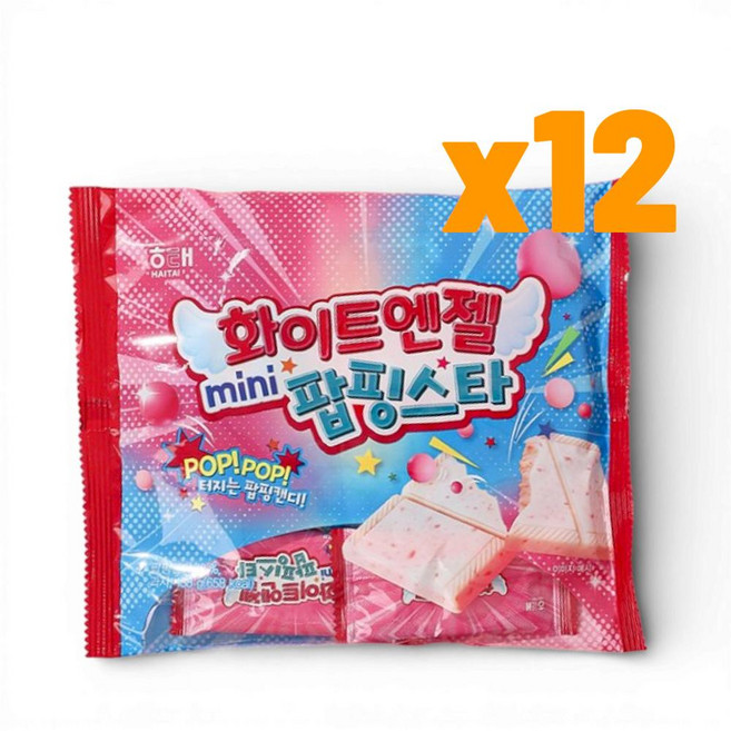 해태 디저트 간식 탕비실 화이트엔젤 mini 팝핑스타 138g 12개