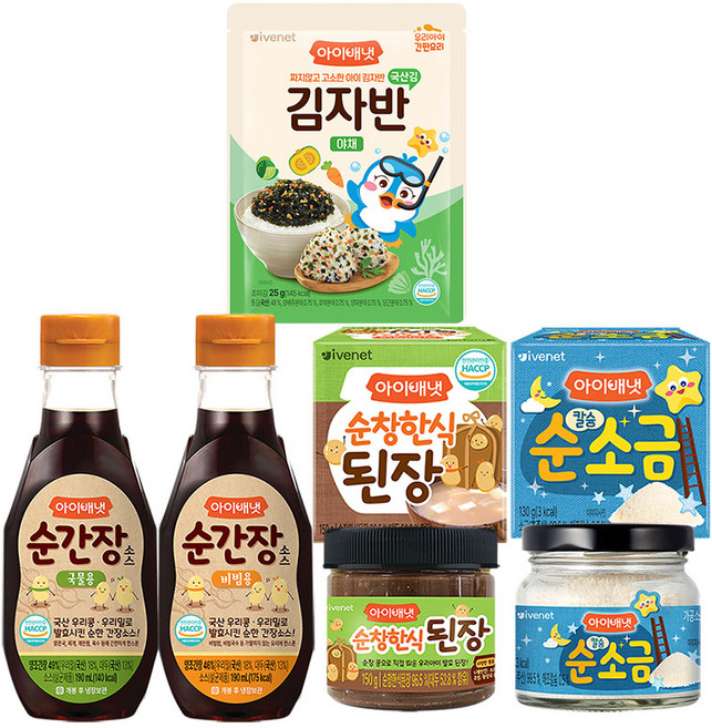 아이배냇 양념세트 순간장국물용+순간장비빔용+된장+소금+김자반, 순간장(국물용+비빔용)+된장+소금+김자반(야채), 1개