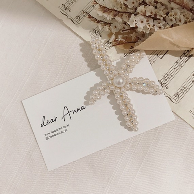 무배 프셀 불가사리 진주 큐빅 헤어핀 여름 휴가 여행 머리 포인트 집게핀 디어안나