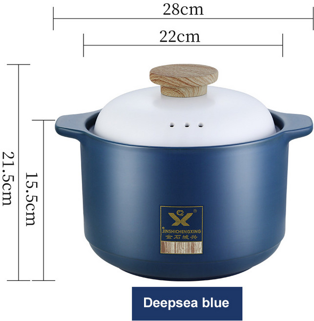 손잡이가 달린 세라믹 소스 팬 두꺼운 요리 도구 고온 저항 냄비 2.8 4, 06 5L Blue