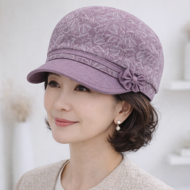 이엠 h21 뉴스보이 여성꽃장식 캡 중년모자 중년 봄 가을 모자