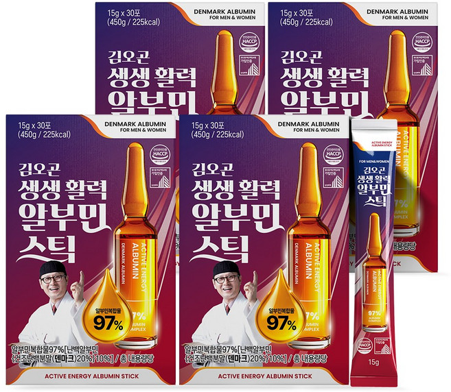 김오곤 생생 활력 알부민스틱, 30회분, 15g, 4박스