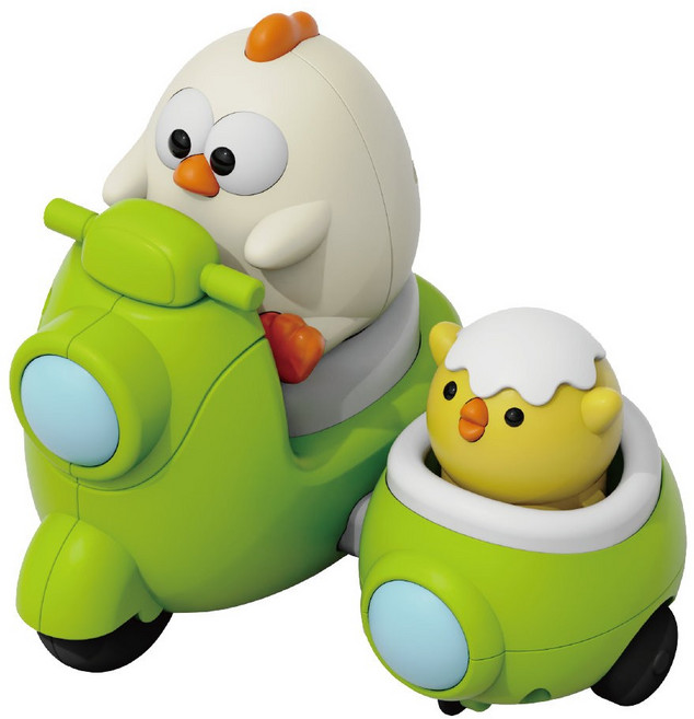 토이즈데이 푸쉬앤고 애니멀 사이드카 오토바이 어린이 단체 장난감 구디백, 1개, 꼬꼬 에그