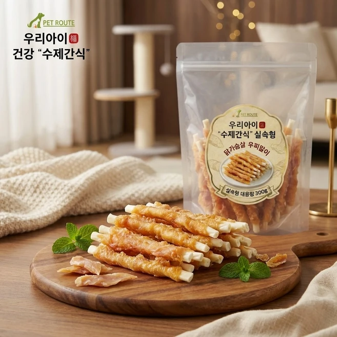 펫루트 우리아이 "수제간식" 실속형, 300g, 1개, 닭가슴살/우피말이 - 쿠팡