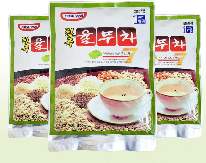 중앙 칠곡율무차 1kg x 3개/자판기 믹스 곡물차 라떼, 900g, 3개, 1개입