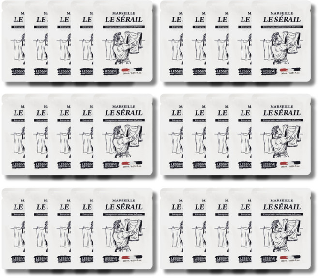 르세라이 마르세유 여행용 1회용 간편 세탁세제 패키지, 30개, 30ml
