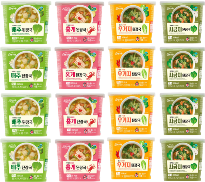 신송 된장국 컵 배추4+홍게4+우거지4+시금치4 (총 16개), 1개