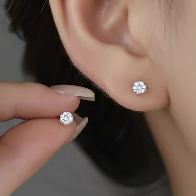 써지컬스틸 316 지르코니아 큐빅 피어싱 귀걸이 2P 세트 4mm 데일리 알러지방지