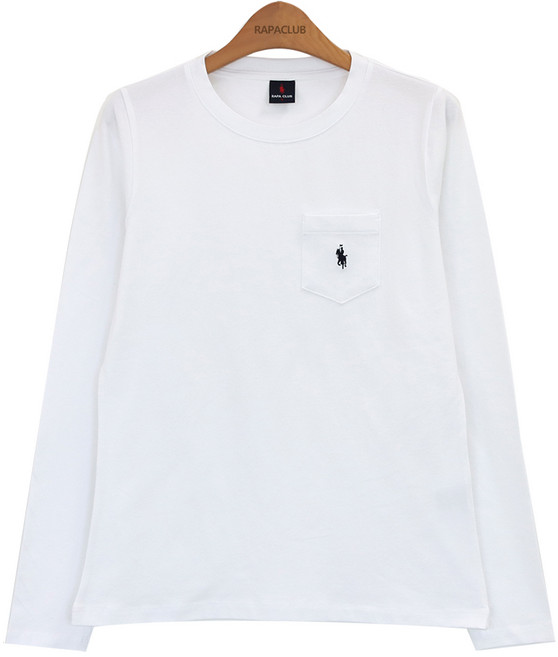 라파클럽 여성 라운드 슬림핏 스판 포켓 긴팔 티셔츠