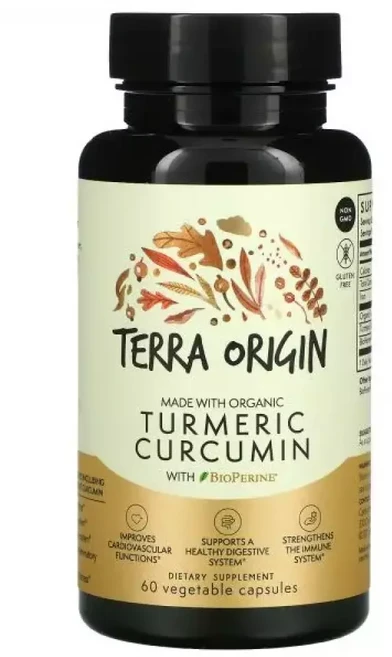 테라오리진 강황 터메릭 Turmeric 커큐민 Curcumin BioPerine 60정 비건, 1개 - 쿠팡