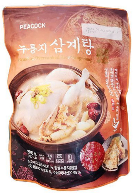 피코크 누룽지 삼계탕, 아이스박스포장, 880g, 1개