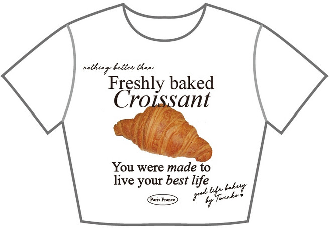 Twinko Paris Bakery 修身白T T-shirt 上衣