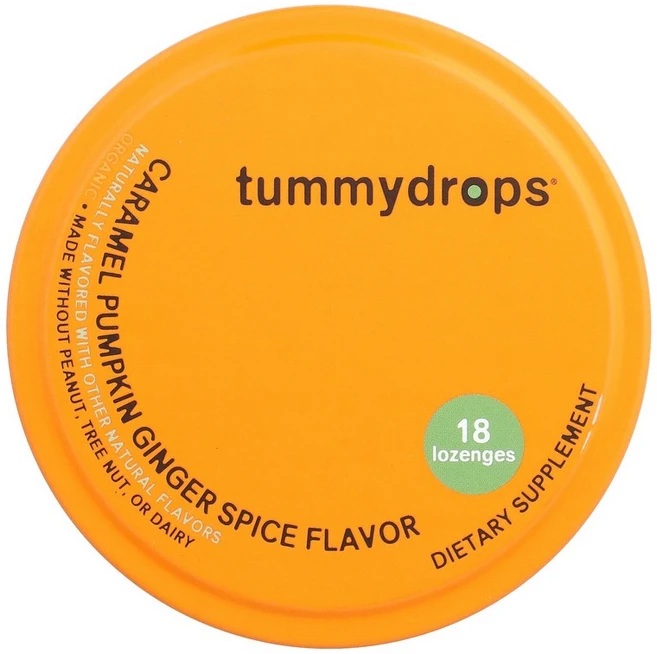 Tummydrops 유기농 드롭 캐러멜 호박 생강 스파이스 사탕 정제 18정 -, 18 개 - 쿠팡