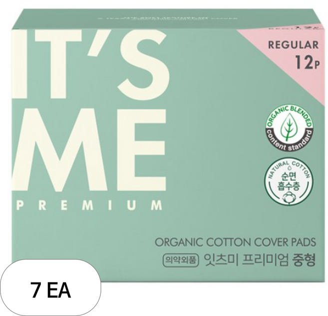 잇츠미 프리미엄 생리대 날개형, 중형, 12개입, 7개