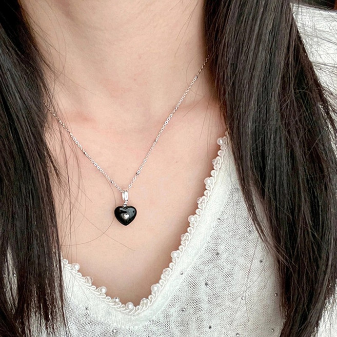 FANSYLI 여성 레이어드 목걸이 볼륨 통통하트 체인 목걸이 기본 실버 목걸이 줄 Rt2604A10