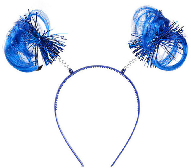 미미파티 동물 머리띠 인생네컷 웃긴 소품 생일 파티 체육대회 놀이공원 인싸머리띠, 응원 머리띠-삐삐퀸 블루