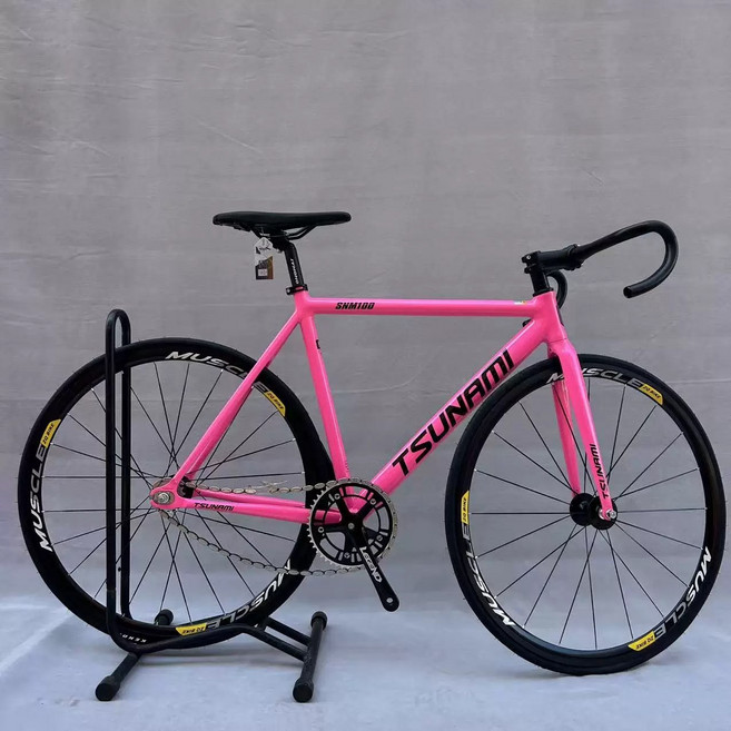 쓰나미픽시 픽시자전거 snm100 완성차 앞뒤브레이크포함, 58cm, 5.8핫핑크/공기역학적 바퀴
