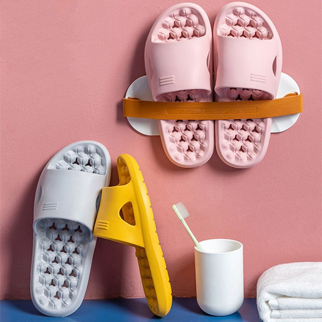 AKRUA 욕실 슬리퍼 EVA 부드러운 소음방지 실내 슬리퍼 발바닥 마사지 슬리퍼, 연핑크, 1개