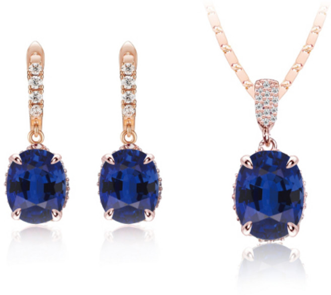 [혜성 주얼리] 루이즈 딥블루 사파이어 귀걸이 목걸이 2종