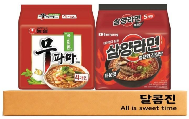 [달콤진] 무파마탕면 4P + 삼양라면 매운맛 5P, 1세트