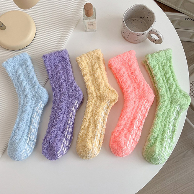 워더미 보온 임산부 미끄럼 방지 비비드 겨울 수면양말 5켤레 CX8026