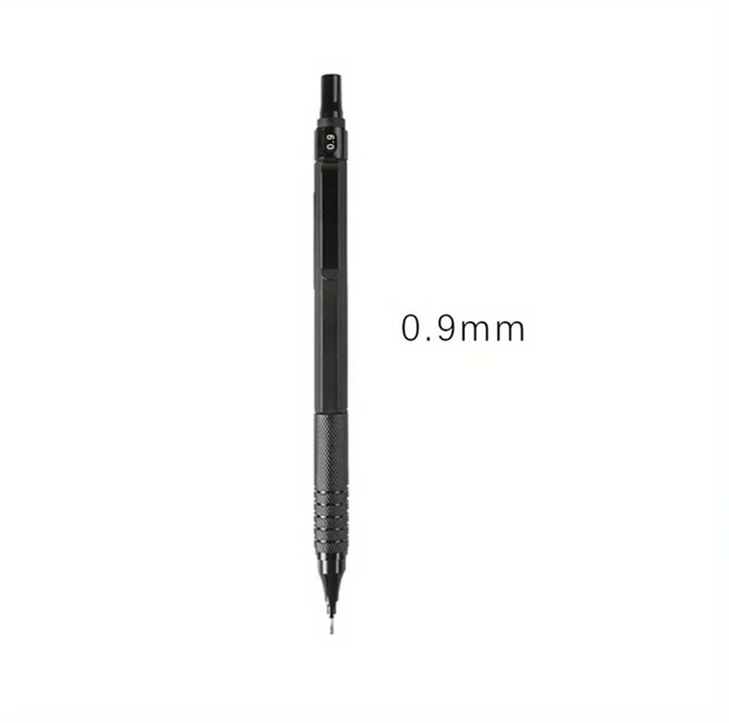 0.3/0.5/0.7/0.9/2.0mm 기계식 연필 낮은 무게 중심 금속 드로잉 특수 사무실 학교용 미술 용품 ​​쓰기, 04 Black 0.9mm