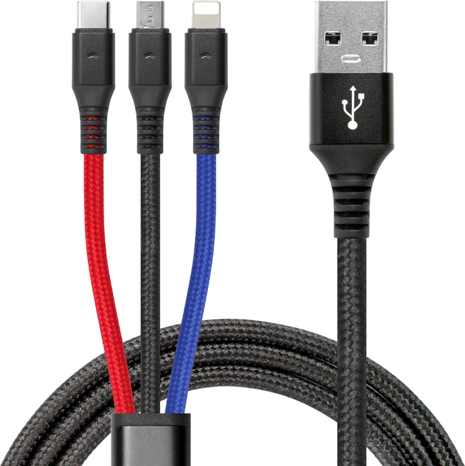 [1+1] 만타이거 3in1 USB 멀티타입 고속충전 케이블, 2개, 2m