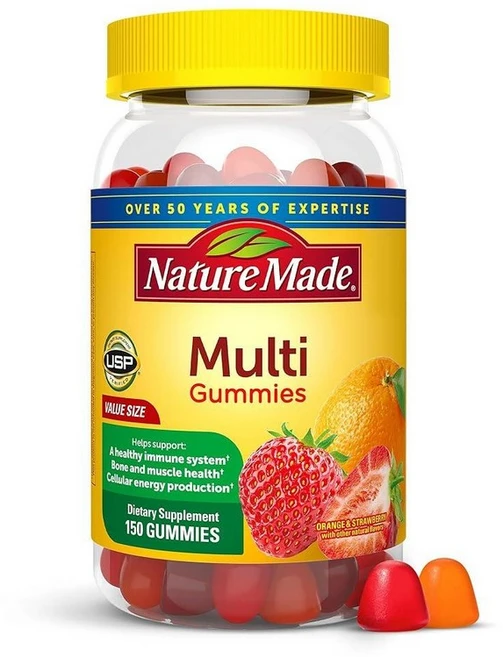 Nature Made 멀티비타민 젤리 일일 영양 지원을 위한 식이 보충제 젤리 비타민 및 미네랄 150개 75일 분량, 1개, 150 - 쿠팡
