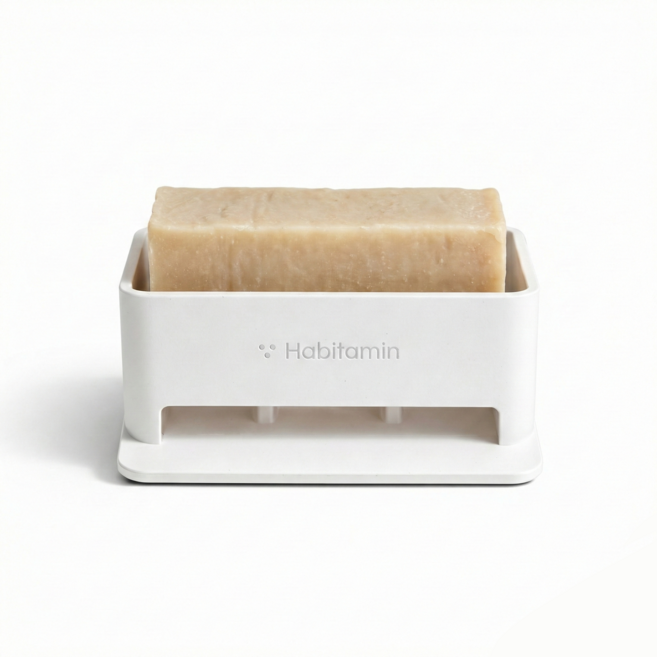 헤빗타민 빠른 건조와 물 빠짐이 좋은 욕실 주방 전용 기울어진 비누 받침대 세트(2개), 화이트, 2개