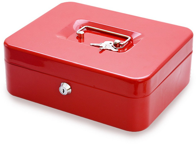 베스트데코 철재 금고 모음 열쇠금고 다이얼금고 미니금고 소형금고 저금통 돈통 가정용금고 개인금고 비밀상자, 철재열쇠금고_대_레드