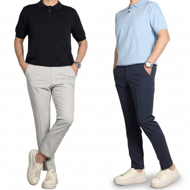 MANA마나 남자 봄 여름 히든밴딩 스판 면 슬랙스 케주얼 정장 바지