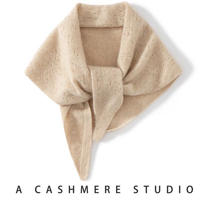 캐시미어 100 머플러 여성 어깨 숄 삼각 도트 펀칭 니트 목도리 고비