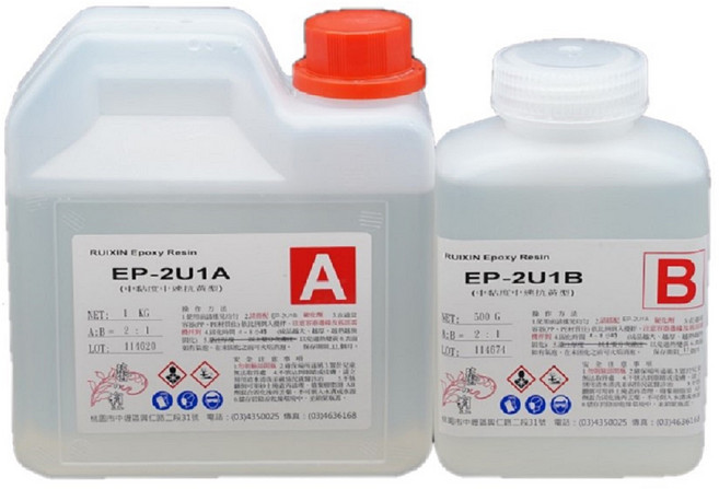 RUIXIN EP-2U1抗黃型環氧樹脂AB膠2:1(1.5KG組合) -木器金油-液態玻璃, 1套