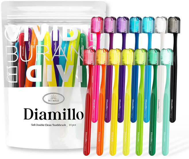 디아밀로 소프트 더블클린 온가족 부드러운 초미세모 칫솔 14입 1개