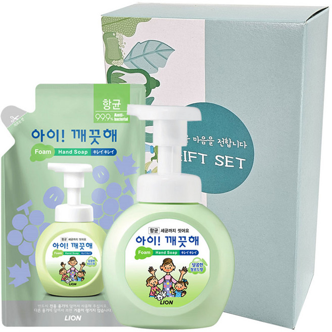 아이깨끗해 핸드워시 선물세트 청포도향 용기250ml+리필200ml 답례품 선물용 판촉용, 1개, 450ml