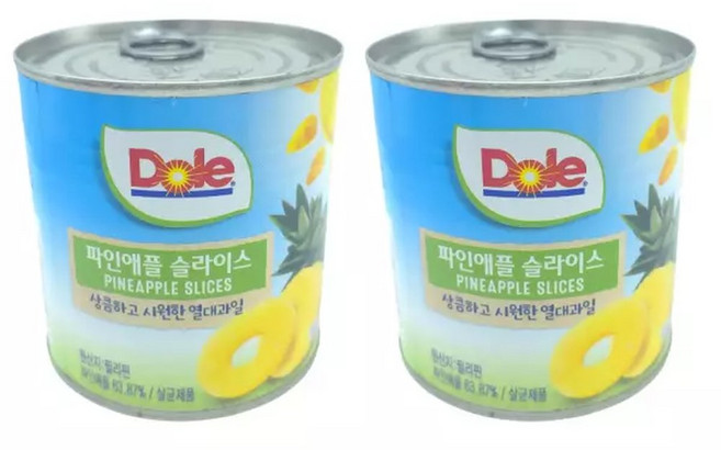 돌 파인애플 슬라이스 통조림, 439g, 2개