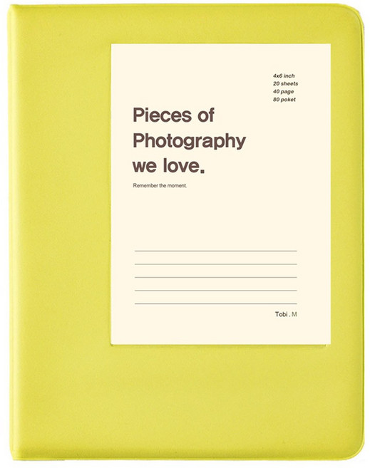문구백서 4X6 사진 포켓 앨범 포켓식 포토 포카바인더 콜렉트북 티켓북, 4x5, 흑지, 라임