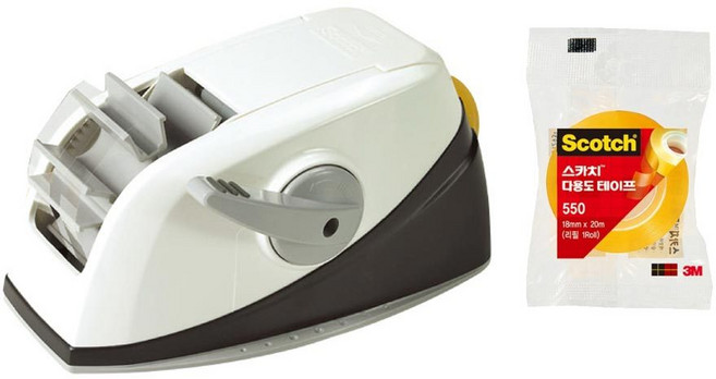 스카치 원터치 테이프 디스펜서 + 다용도 테이프 550 리필, 블랙, 1세트