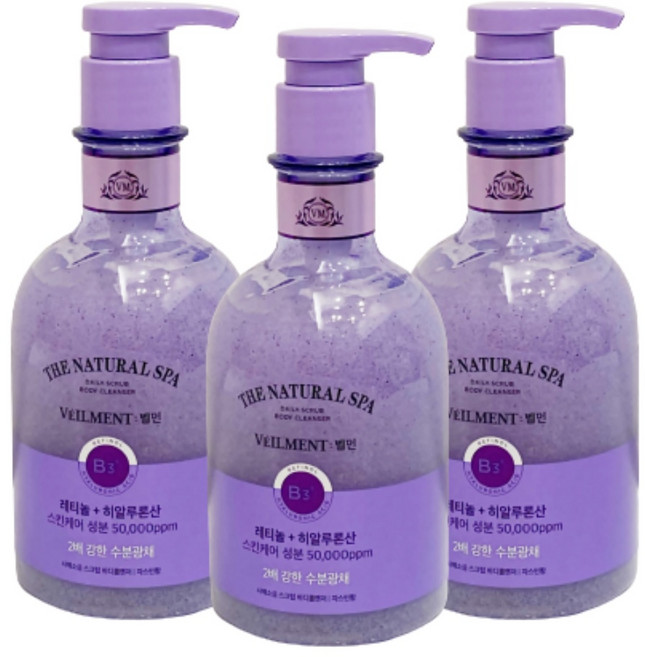 벨먼 내추럴 스파 수분광채 사해소금 스크럽 바디클렌저 자스민, 400ml, 3개