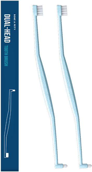 본아페티 고양이 강아지 듀얼헤드 칫솔 의료용미세모 치석제거 양치, 2개, 블루