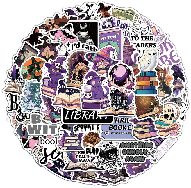 50PCS 크리 에이 티브 Bookish 스티커 팩 장식 전화 케이스 노트북 워터 컵 DIY 방수, 02 50PCS