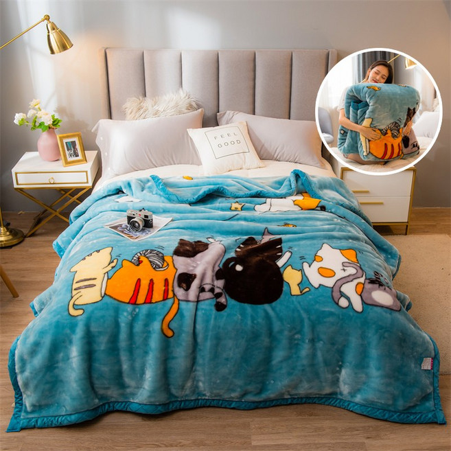 레드체리 두툼 따뜻 옛날 밍크담요 사계절 겨울 호랑이 할머니담요 초대형 레트로 극세사 양면 이불