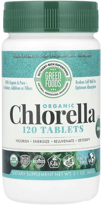 Green Foods 유기농 클로렐라 500mg 120정, GreenFoods유기농클로렐라500mg120정, 1개 - 쿠팡