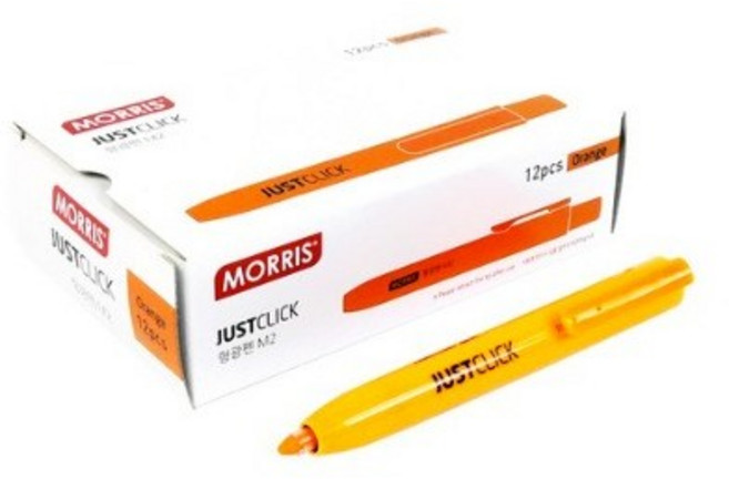 모리스 저스트클릭 형광펜 M2, 주황, 12개