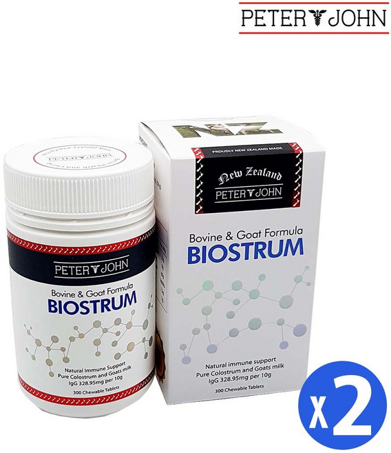 (2통) 뉴질랜드 초유 파우더 피터앤존 바이오스트럼 300 츄어블정, 1
