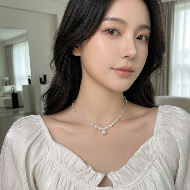 진주목걸이 레이어드 초커 하객룩 목걸이 진주 펜던트 우아한 데이트룩 SP028