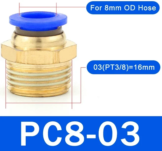 20/50PCS 공압 커넥터 피팅 PC/PCF/PL/PLF 4mm 1/8 스트레이트 호스 파이프 연결, PC8-03 (3I8), 50 PCS, 11 PC8-03 (3I8)_02 50 PCS