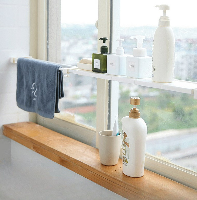 다용도 틈새 정리 미니 압축선반 길이조절 압 축봉 압축 옷장선반 베란다 못없는 옷장 폭조절 압축봉선반 세탁실 압축선반, 흰색 길이 23-30cm 폭 10cm